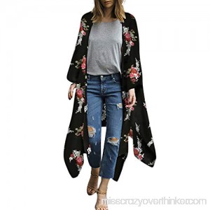 Fashion Chiffon Shawl Print Kimono Cardigan Top Cover Up Blouse Beachwear Women Black B07NL73ZLT